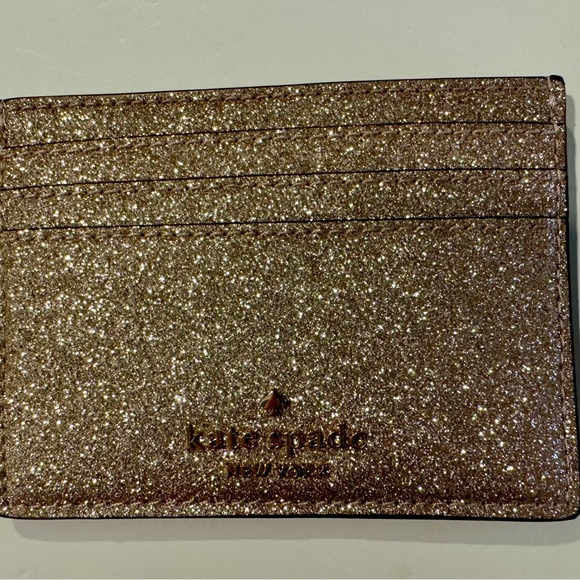 Kate Spade Gold Glitter Card Holder - Picture 1 of 4